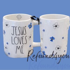 Rae Dunn - ‘Jesus Loves Me - pansies’ Ceramic Mug. NWT. Firm!